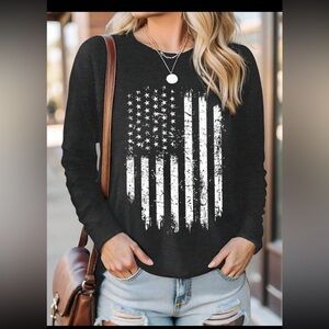 Grey American Flag longsleeve tee